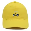 Casquette de baseball en toile jaune avec broderie détaillée de voiture de golf - Adulte - Réglable / Jaune