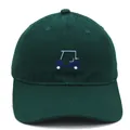 Casquette de baseball en coton vert forêt avec broderie voiturette de golf et visière - Adulte - Réglable / Vert Foncé