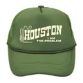 Army green Houston trucker hat with mesh back and graphic print in center - Adult - Adjustable / Army Green