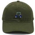 Casquette de baseball en coton vert olive avec broderie voiture de golf bleue - Adulte - Réglable / Vert Militaire