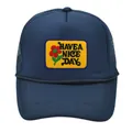 Gorra trucker azul oscuro con parche amarillo, motivo floral y texto Have a Nice Day - Todo Azul Marino