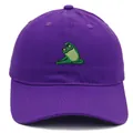 Paarse katoenen baseballpet met groene kikker-borduring en een gebogen klep - Paars