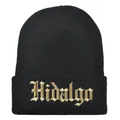 Dettaglio del ricamo dorato Hidalgo su un berretto in maglia nera in stile gotico - 54-60cm / Nero