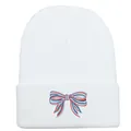 Bonnet en tricot blanc avec broderie nœud coloré pour hommes et femmes style hip-hop - 54-60cm / Blanc