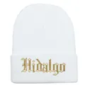 Berretto bianco in maglia Hidalgo con ricamo dorato per look street hip-hop - 54-60cm / Bianco