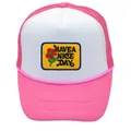 Gorra trucker rosa y blanca con parche floral Have a Nice Day y malla trasera - Rosa Rojo + Blanco