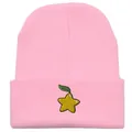 Bonnet en tricot rose avec broderie étoile pour la chaleur hivernale en extérieur - 54-60cm / Rose