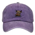 Berretto da baseball vintage viola lavato con ricamo di mucca delle Highlands - Adulto 56-60cm / Viola