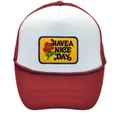 Gorra trucker roja y blanca con parche floral de Have a Nice Day en el panel frontal - Rojo Vino + Blanco