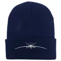 Donkerblauwe gebreide muts met wit geborduurde drone-silhouet voor casual streetwear stijl - 54-60cm / Marineblauw