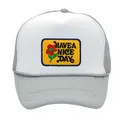 Gorra trucker gris y blanca con parche floral Have a Nice Day en el panel frontal - Gris + Blanco
