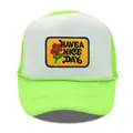 Gorra trucker verde neón y blanca con parche de flor Have a Nice Day y malla trasera - Verde Neón + Blanco