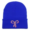 Berretto in maglia blu acceso con ricamo a fiocco di bastoncino di zucchero festivo - 54-60cm / Blu Zaffiro