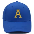 Casquette de baseball bleu marine avec broderie lettre A jaune en coton sergé premium - Adulte-Réglable / Bleu royal