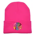 Trendige Beanie in Hot Pink mit Good Vibes-Stickerei und weicher Strickstruktur - Fuchsia