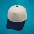Detail view of a 5-panel baseball cap with contrast brim and breathable eyelets - M(56-58cm) / Navy Blue