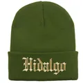 Berretto in maglia a coste verde oliva scuro con ricamo Hidalgo bianco gotico - 54-60cm / Verde Militare