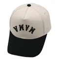Gorra de béisbol bicolor beige y negro con bordado MAMA y cierre de plástico ajustable - M (56-58cm) / Beis/Negro
