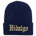 Berretto in maglia blu scuro Hidalgo con ricamo di lettere gotiche dorate - 54-60cm / Blu navy