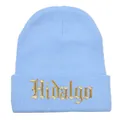 Berretto in maglia azzurro con ricamo dorato Hidalgo e risvolto ampio - 54-60cm / Celeste