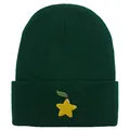 Bonnet en maille côtelée vert foncé avec broderie étoile jaune pour l'hiver - 54-60cm / Vert Foncé