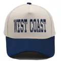 Cappellino bicolore retrò West Coast in cotone beige con visiera curva blu navy e ricamo - Blu Navy/Crema (WEST COAST)