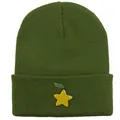 Bonnet en maille vert foncé avec broderie étoile jaune et feuille pour l'extérieur - 54-60cm / Vert Militaire