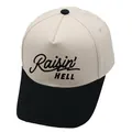 Gorra de béisbol bicolor bordada Raisin Hell con corona crema y visera negra de cinco paneles - M (56-58cm) / Negro