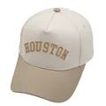Gorra de béisbol Houston bordada en 3D en estilo de contraste blanco y caqui - M (56-58cm) / Beis/Caqui