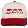 Retro trucker cap in beige cotton with red brim and That Sounds Like A Man's Job embroidery - M (56-58cm) / Red/Cream (THAT SOUNDS LIKE A MAN'S JOB)