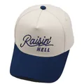 Gorra bicolor crema y azul marino con bordado Raisin' HELL para fiestas de verano - M (56-58cm) / Azul marino