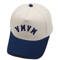 Gorra de béisbol bicolor beige y marino bordada MAMA con cierre trasero ajustable - M (56-58cm) / Beige/Azul Marino