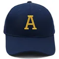 Casquette de baseball bleu marine en coton avec lettre A brodée jaune sur le devant - Adulte-Réglable / Bleu marine
