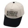 Vintage trucker cap in cream and black with Marriage Material embroidery text - M / Black