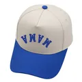 Gorra de béisbol bicolor en blanco roto y azul real con bordado MAMA invertido - M (56-58cm) / Beige/Azul Real