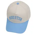 Gorra de béisbol Houston bicolor en beige y azul con bordado 3D y visera plana - M (56-58cm) / Blanco Roto Y Azul Cielo