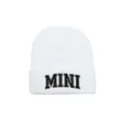 Bonnet en tricot blanc pour enfants avec broderie MINI noire de style collège rétro - 48-54CM / Style MINI / Blanc