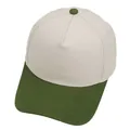 Adjustable five-panel color-block baseball cap in cream and army green canvas - M(56-58cm) / Army Green