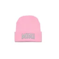 Bonnet en tricot rose pour enfant avec broderie MINI grise pour l'automne-hiver - 48-54CM / Style MINI / Rose