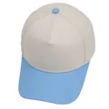 5-panel baseball cap with beige crown and light blue brim featuring plastic buckle - M(56-58cm) / Sky Blue