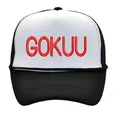 Gorra clásica estilo trucker con bordado 3D de GOKUU rojo en panel frontal - M / Negro y Blanco