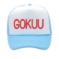 Himmelblaue und weiße Trucker-Cap mit roter GOKUU-Stickerei und atmungsaktivem Netz - M (56-58cm) / Himmelblau Weiß
