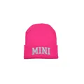 Bonnet en tricot rose pour enfants avec broderie MINI blanche sur le revers - 48-54CM / Style MINI / Rouge Rose