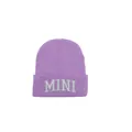 Bonnet en maille violet pour enfant avec broderie MINI style collège et texture côtelée - 48-54CM / Style MINI / Violet Clair