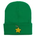 Bonnet en maille vert vif brodé d'une étoile avec détail de feuille pour l'hiver - 54-60cm / Vert Émeraude
