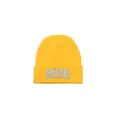 Bonnet en maille jaune pour enfants avec broderie MINI et texture côtelée pour l'hiver - 48-54CM / Style MINI / Jaune