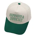 Δίχρωμο καπέλο trucker με κέντημα Expensive & Difficult σε λευκό και σκούρο πράσινο - M (56-58cm) / Σκούρο Πράσινο