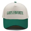 Retro God's Favorite bestickte Trucker Cap in Creme mit grünem Kontrast-Schirm - M (56-58cm) / Beige/Dunkelgrün