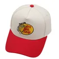 Casquette de baseball beige et rouge avec broderie de poisson gris et slogan - M / Crème/Rouge