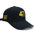 Cappellino da baseball in cotone nero con ricamo 47 dorato e visiera curva per unisex - M (56-58cm) Regolabile / Nero